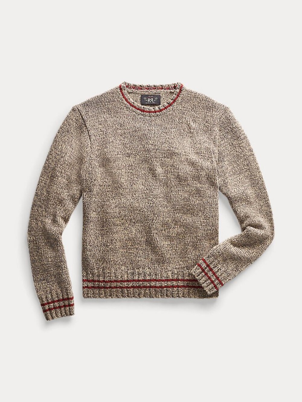 Ralph Lauren Striped Wool and Cotton-Blend Crewneck Sweater, Marled, size XL